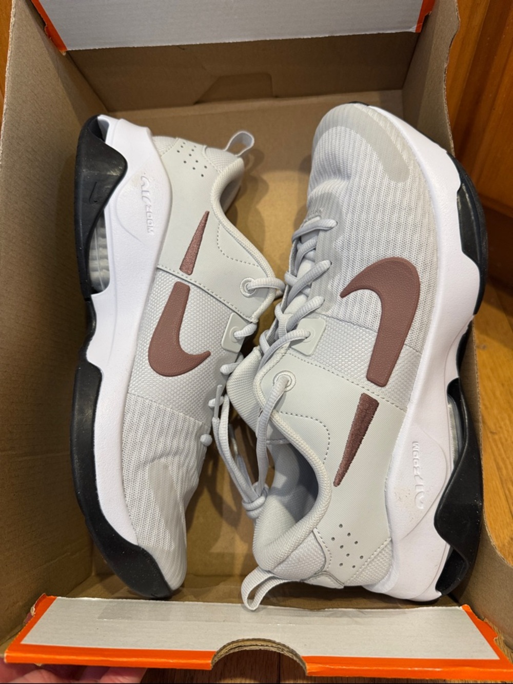 Nike Sneakers - Light Gray with Brown Swoosh